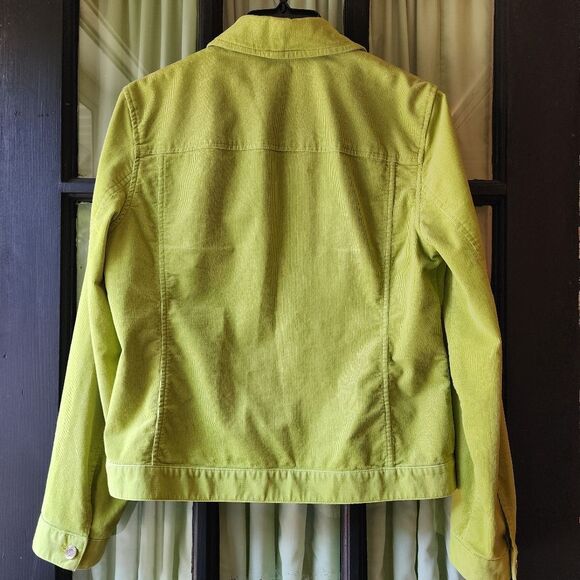 Jones New York Signature Womens Bright Green Full Zip Corduroy Jacket Sz M Trend - Picture 6 of 11